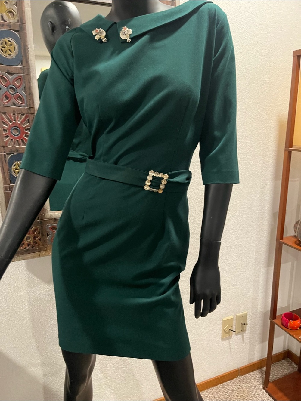 Retro Forest Green Sheath Dress